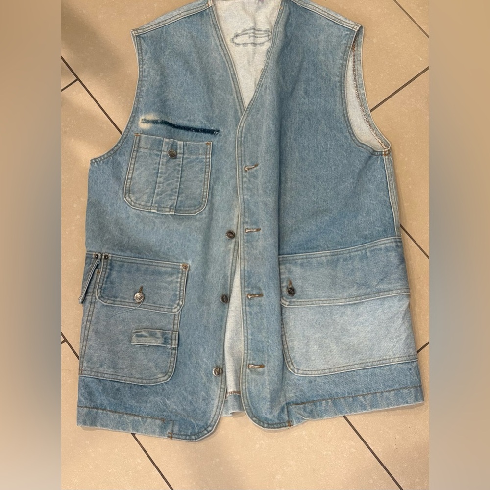 Light Blue Denim streetwear vest Oversized